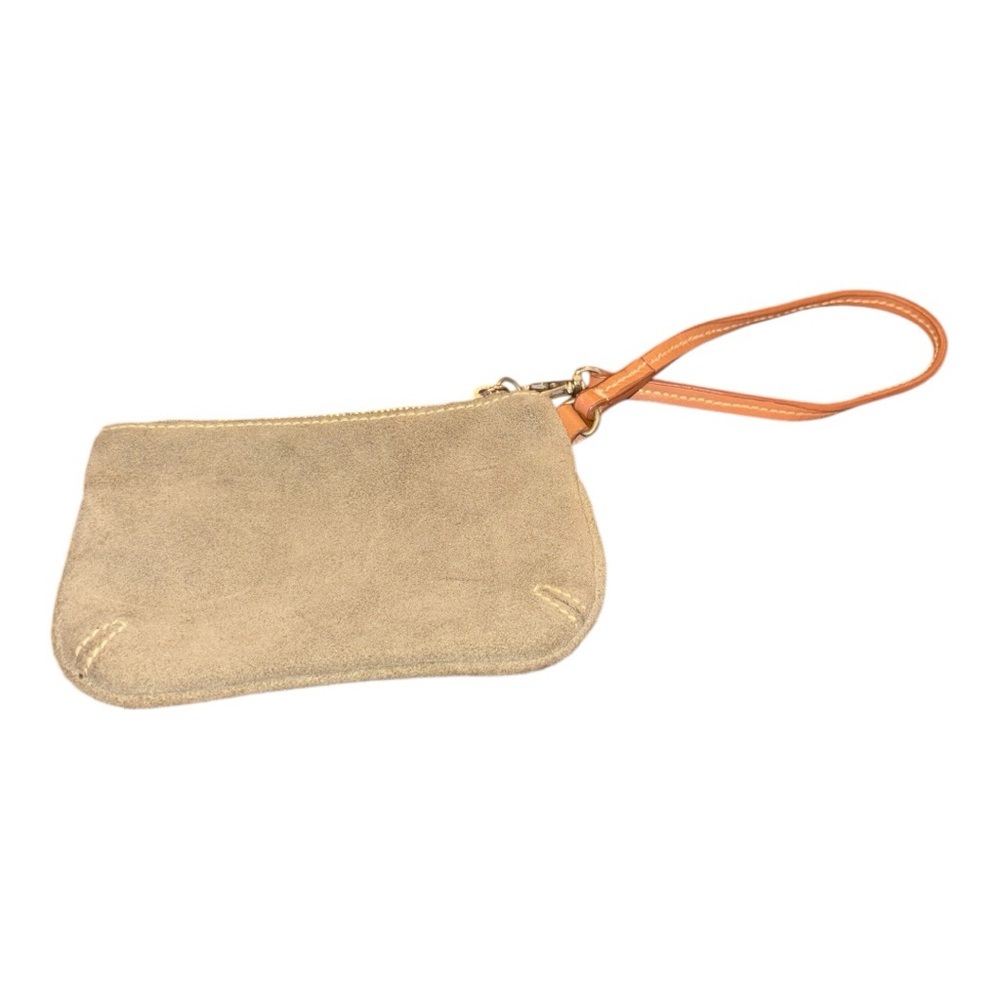 Gap Suede Leather Wristlet in Olive Green with brown leather strap. WLT 4